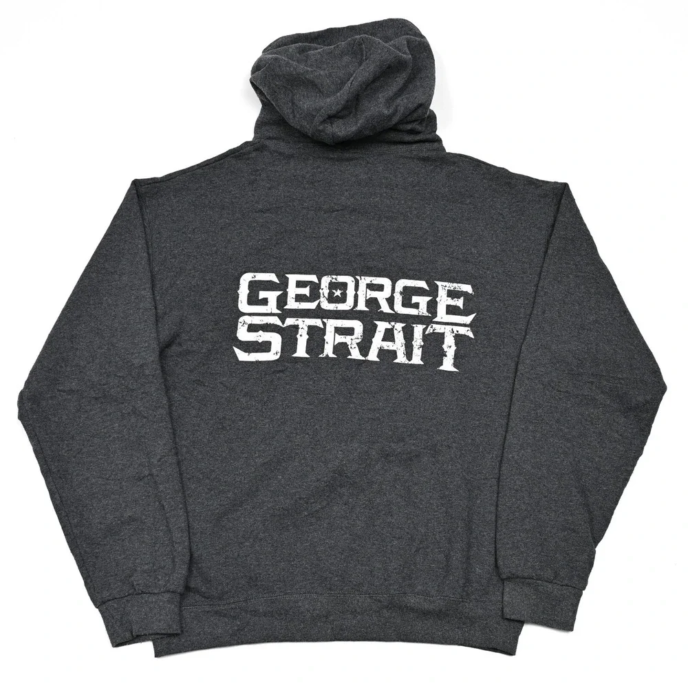 George Strait Vintage Hoodie Adult Medium Gray Hooded Sweatshirt Kangaroo Pocket